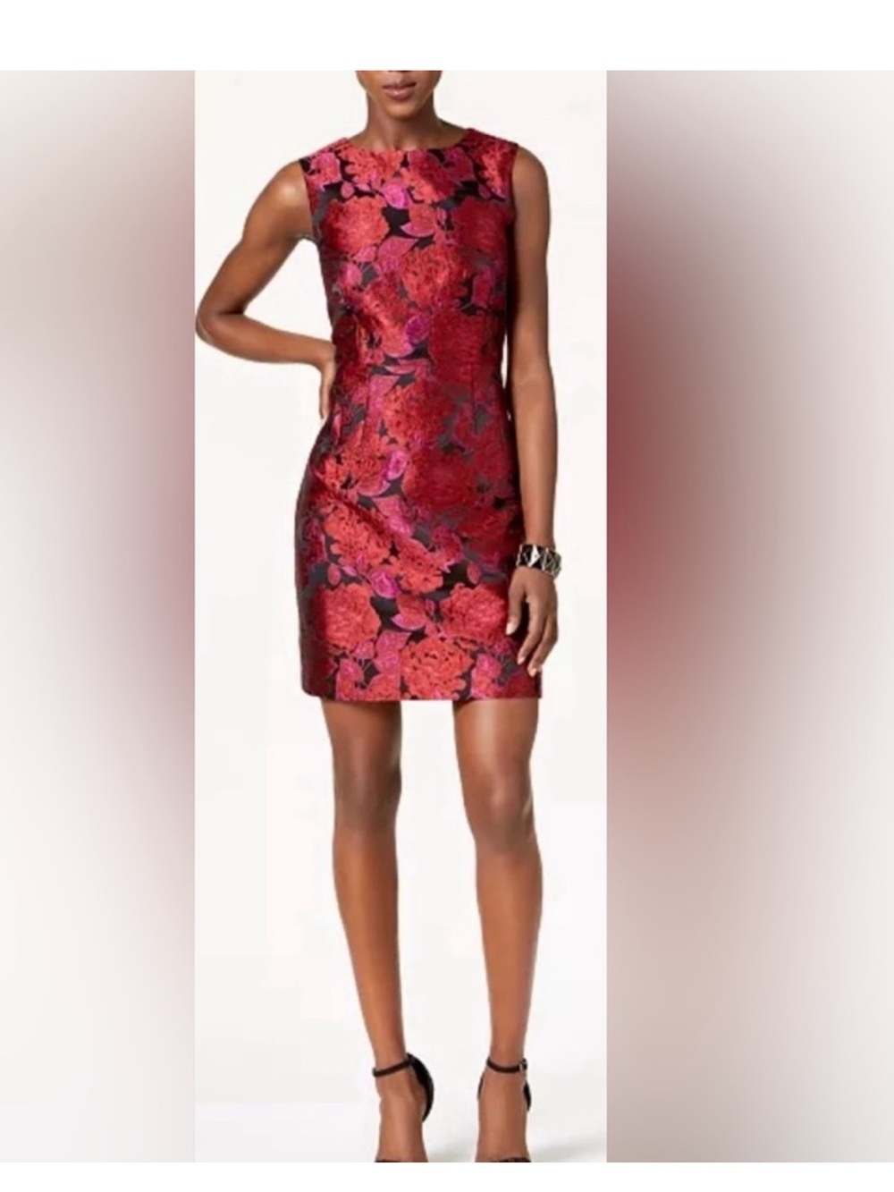 Betsey Johnson Red, Black and Pink Floral Vintage Cocktail Mini Dress size 2